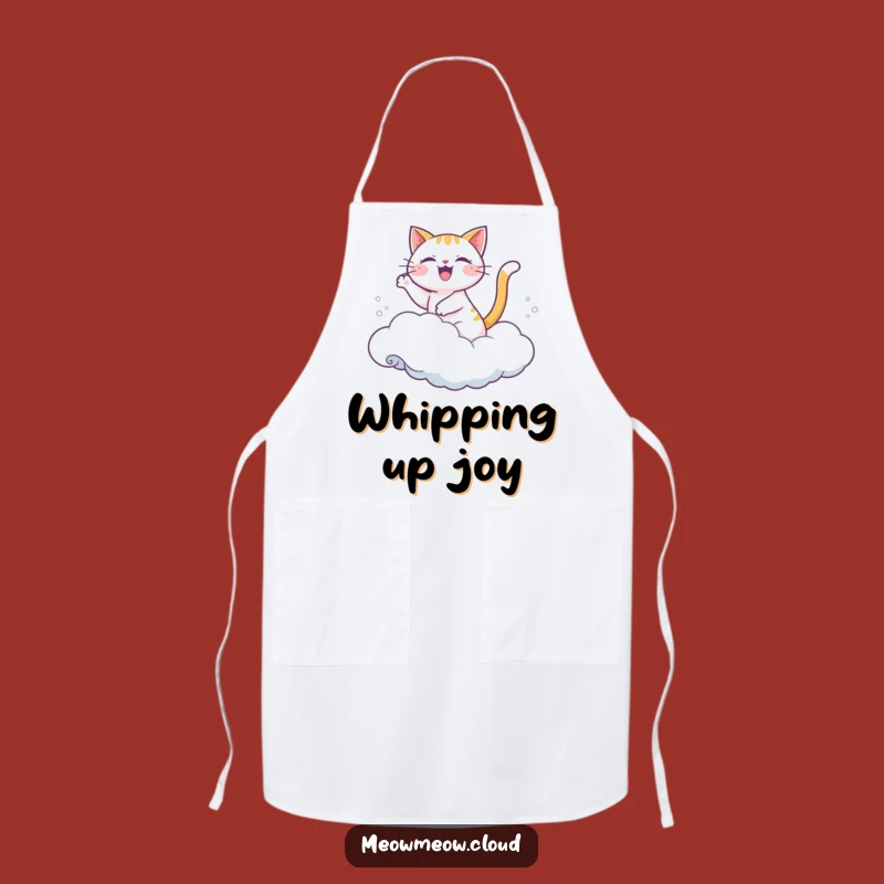 Funny Joyful Cat Cloud Wave Apron: Cook with Good Vibes