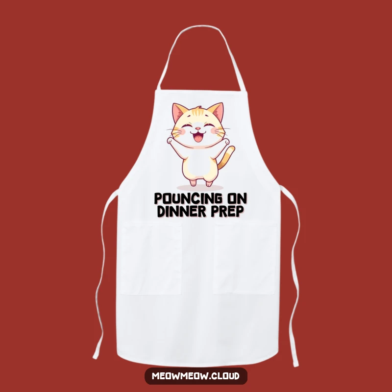 Funny Cat Pounce Apron: Cook with Playful Energy and Feline Fun
