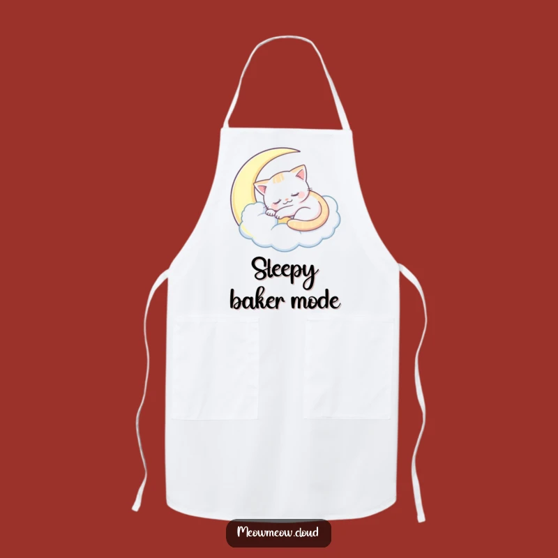 Funny Sleepy Cat Apron: Dream Through Cooking with Moon Cloud Charm