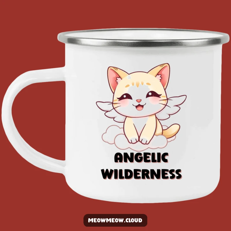 Funny Angel Cat Camping Mug: Heavenly Brews for Serene Outdoor Moments