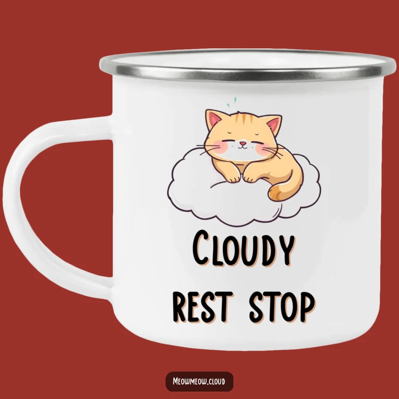 Funny Cat Cloud Camping Mug: Sip Your Serenity on the Go