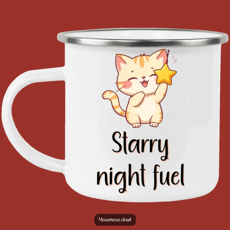 Funny Cat Batting Star Camping Mug: Adventure Fuel for Star Chasers