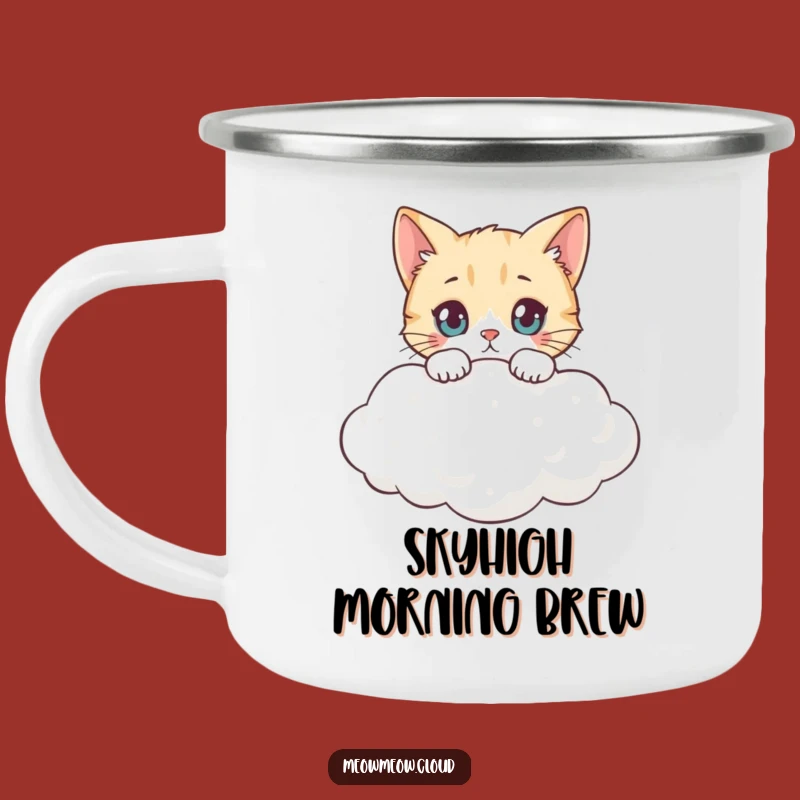 Funny Cat Cloud Camping Mug: Sip the Sky with Wonder!