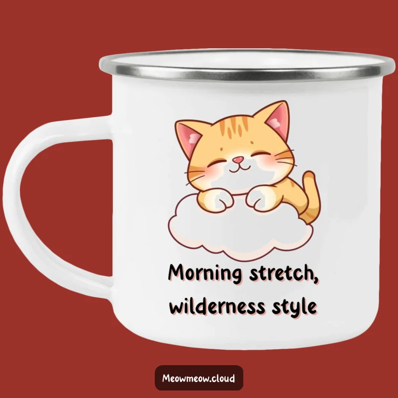 Funny Cat Stretch Cloud Camping Mug - Blissful Sips & Outdoor Joy