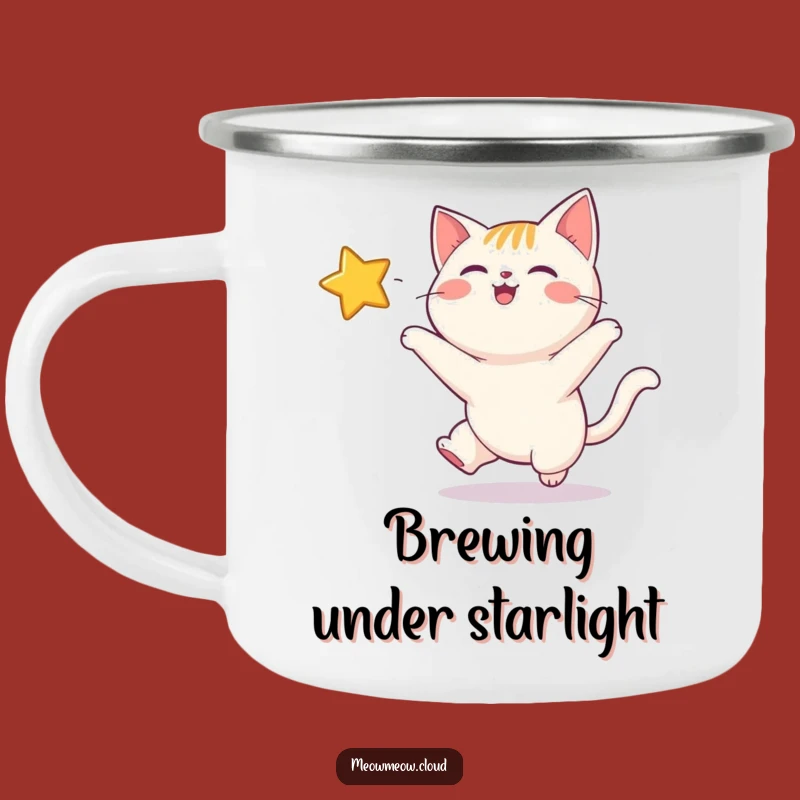 Funny Happy Cat Twinkling Star Camping Mug: Adventure Fuel, A Hilarious Gift!