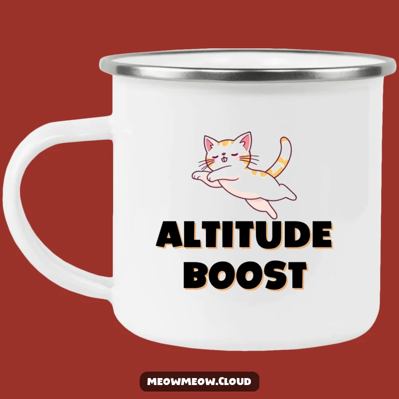 Funny Leaping Cat Camping Mug: Sip Your Adventure Fuel in Style