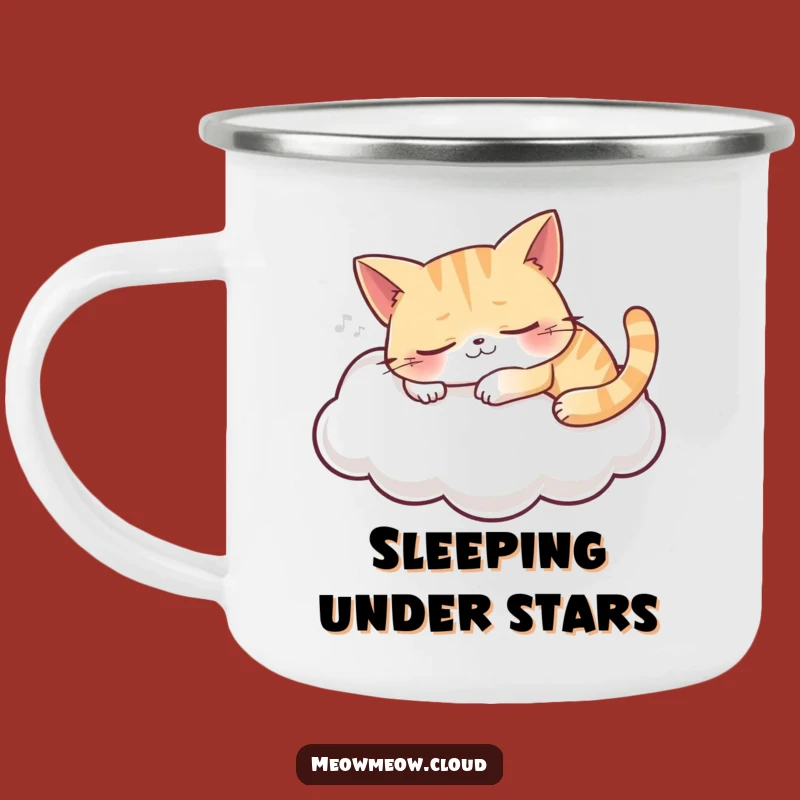 Funny Sleeping Cat Cloud Camping Mug: Cozy Campfires and Sweet Dreams