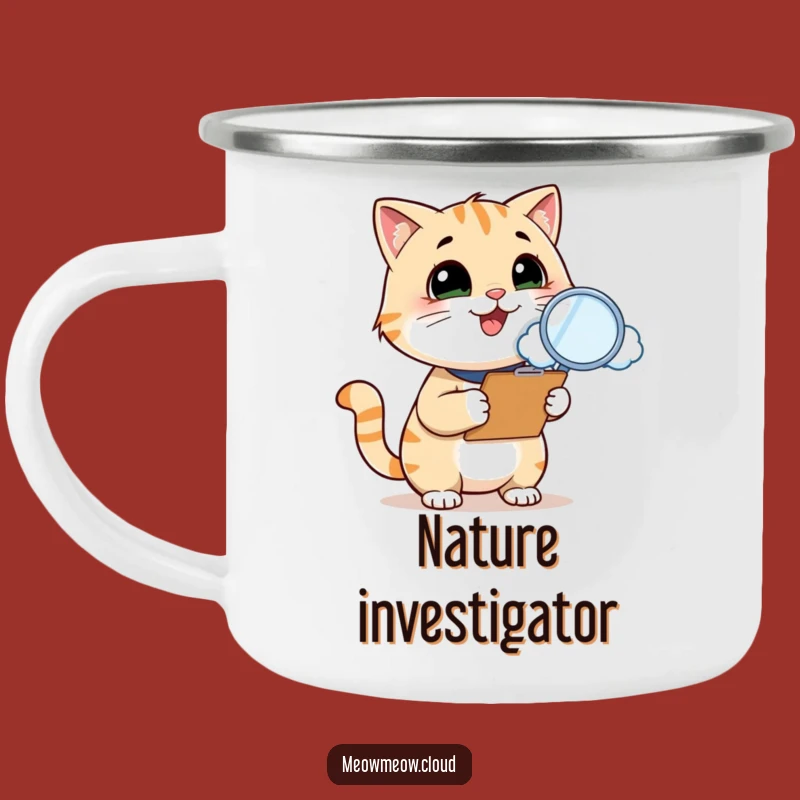 Funny Cat Inspector Camping Mug: Durable, cloud-inspecting feline mug, funny gift.