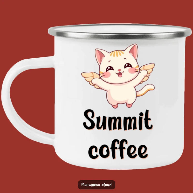 Funny Flying Cat Camping Mug: Cheerful Wings, Perfect Gift for Outdoor Adventures