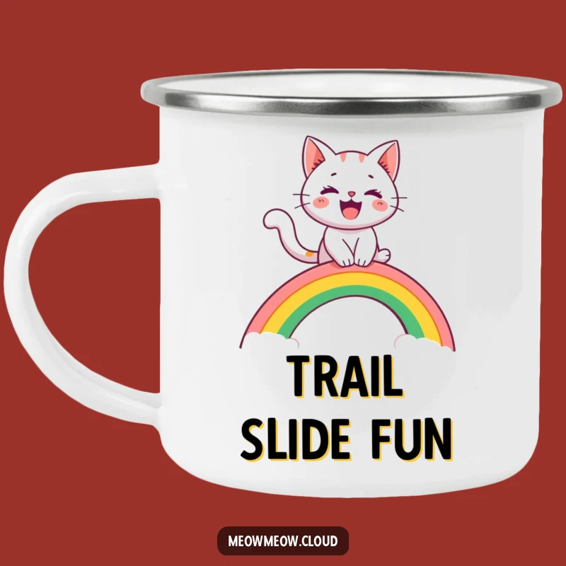 Funny Cat Rainbow Slide Camping Mug: Adventure Fuel for Fun Times