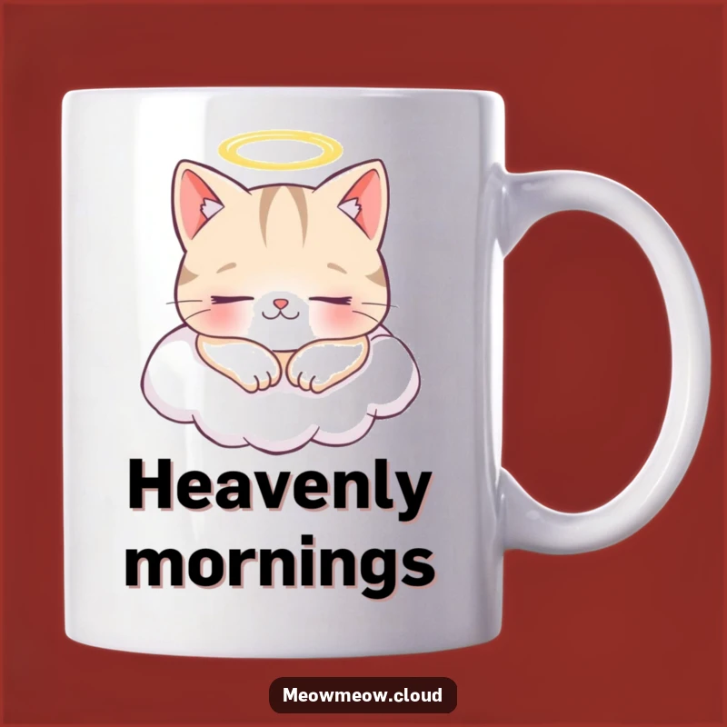 Funny Angel Cat Mug: Cheerful Napping Cloud Dweller Gift