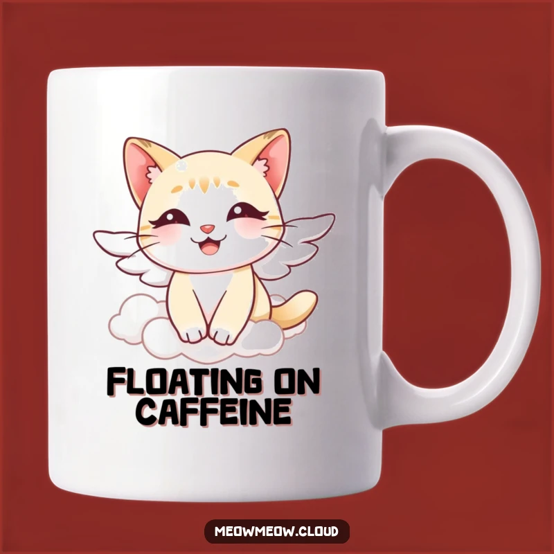Funny Angel Cat Mug: Graceful Floating Bliss for a Heavenly Brew