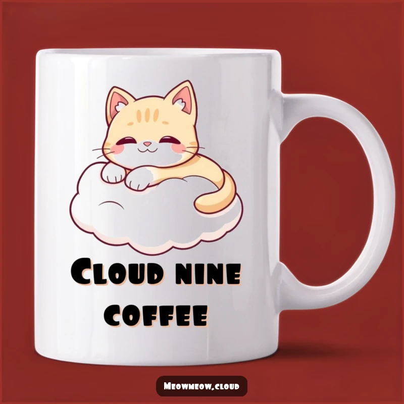 Funny Cat Cloud Mug: Happy Cat On Cloud, Purrfectly Relaxed Funny Gift!