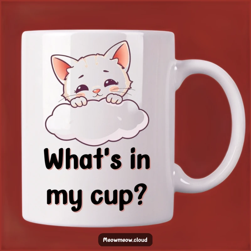 Funny Cat Peeking Cloud Mug - Curious Kitty & Playful Gift