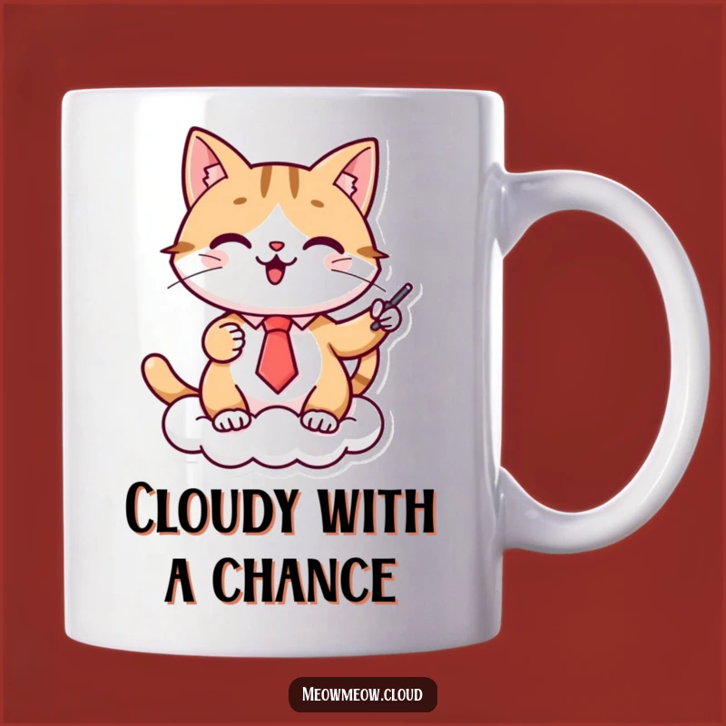 Funny Cat Presenter Mug: Cloud presentation feline, perfect funny gift.