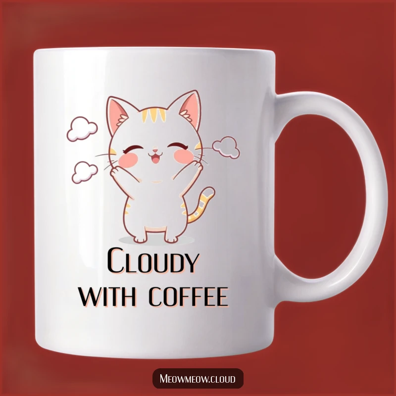 Funny Cloud Juggling Cat Mug: Playful Feline Fun, Perfect Gift for Dreamers
