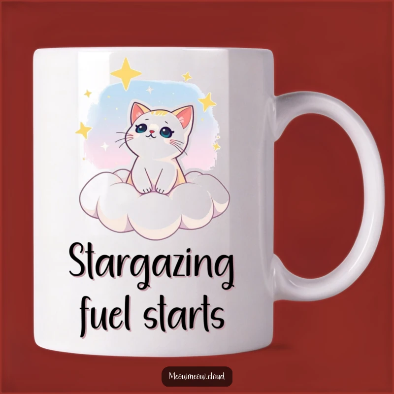 Funny Dreamy Cat Star Gazing Mug: Celestial Wonder Gift for Cat Lovers