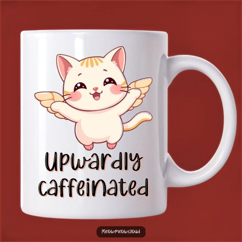 Funny Flying Cat Mug: Cheerful Wings, Hilarious Gift for Feline Fantasy Fans