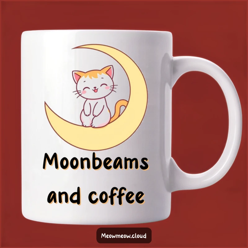 Funny Moon Cat Mug: Smiling Rider, Hilarious Gift for Cosmic Cat Lovers
