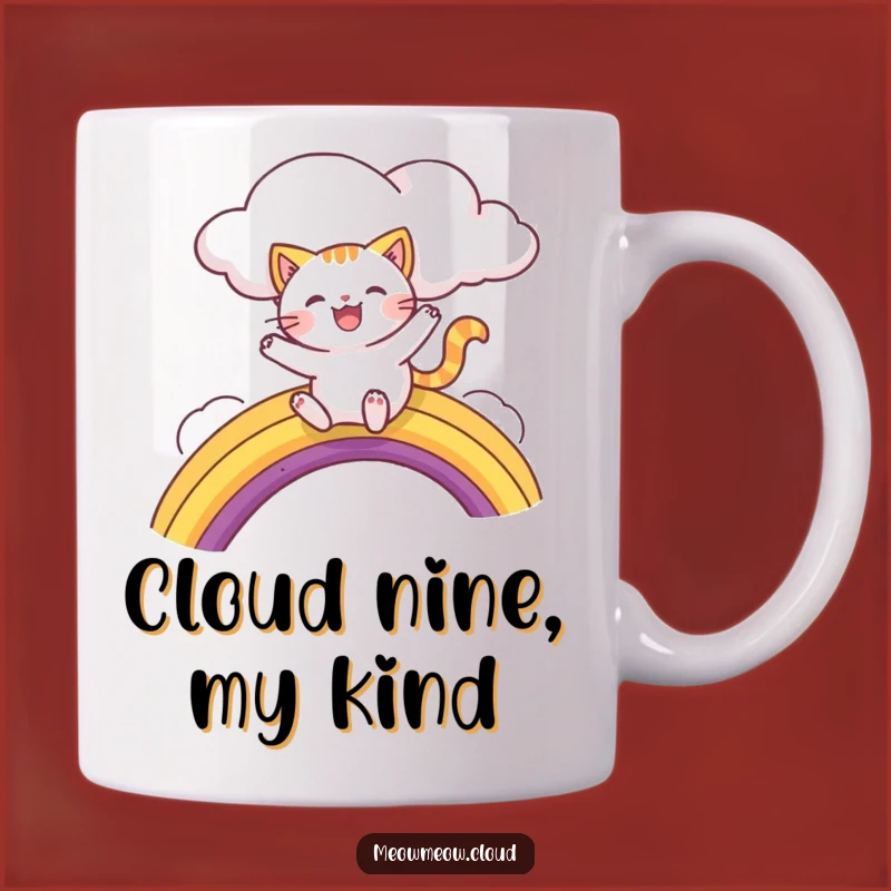 Funny Rainbow Cat Mug - Joyful Feline's Magical Slide Gift