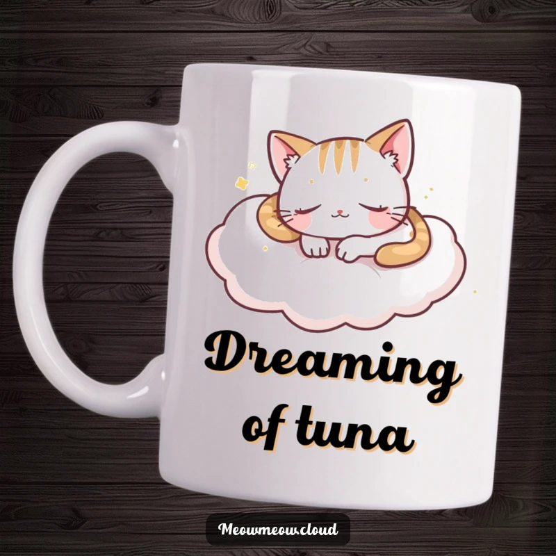 Funny playful cat napping peacefully on a soft cloud, eyes closed in slumber, perfect for cat enthusiasts.