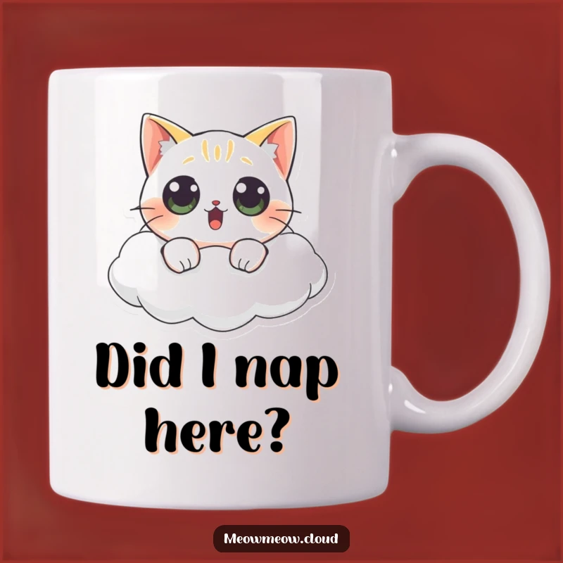 Funny Surprised Cat Cloud Mug: Wide-Eyed Wonder, Perfect Funny Gift!
