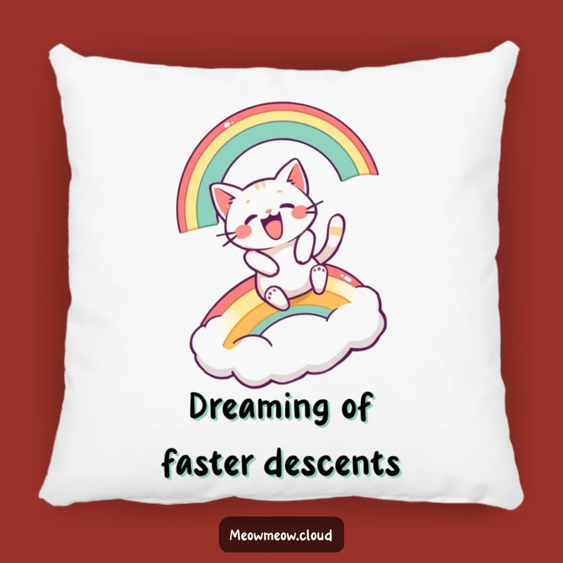 Soft Funny Excited Cat Rainbow Slide Pillow: Comfy Cuddles and Giggles