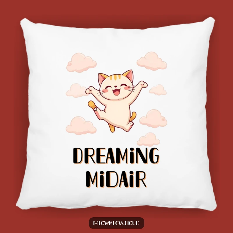 Funny Cat Leap Pillow: Cozy Comfort for Energetic Dreams!