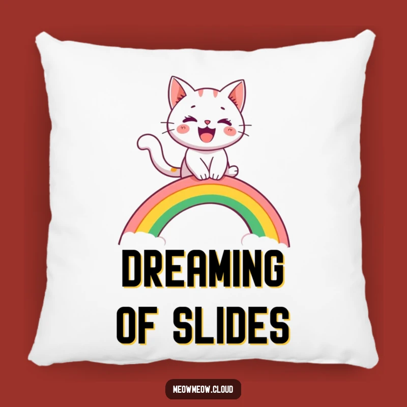 Funny Cat Rainbow Slide Pillow: Cozy Comfort for Playful Souls