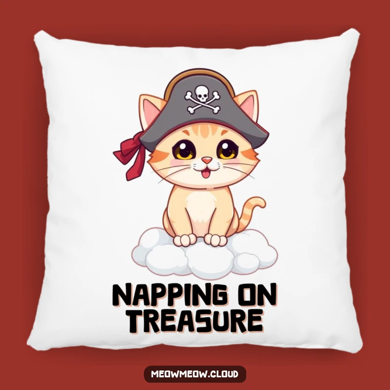 Funny Pirate Cat Pillow: Cozy Comfort and Laughs on a Cloud Island