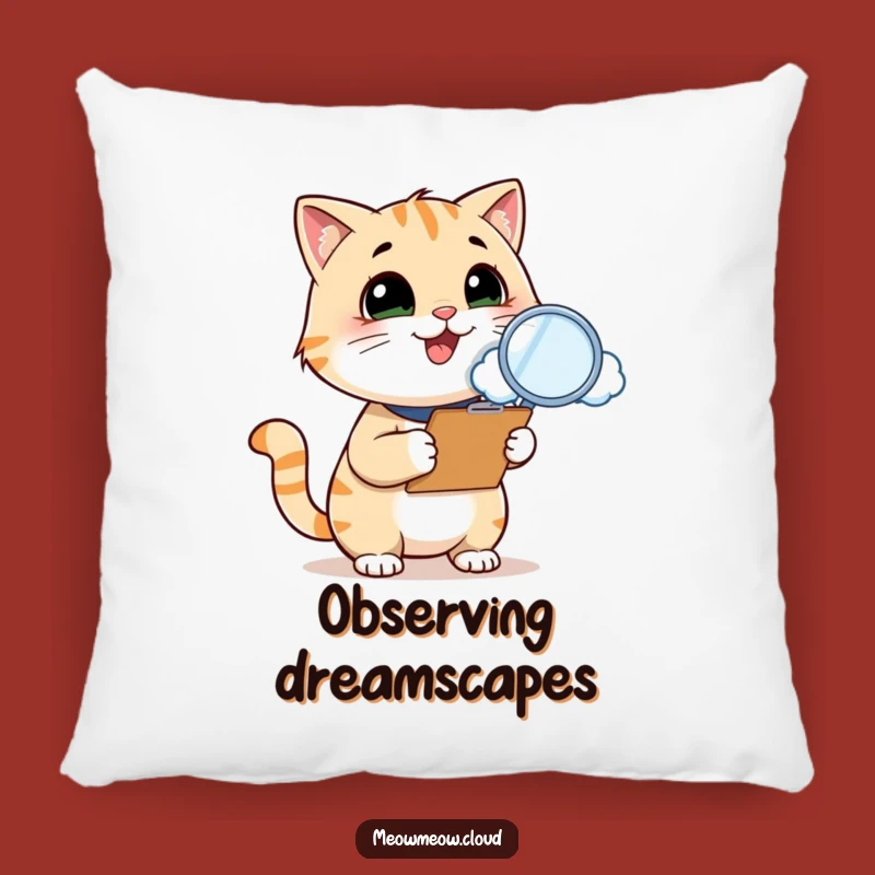 Funny Cat Inspector Pillow: Cozy, cloud-inspecting feline pillow, perfect funny gift.