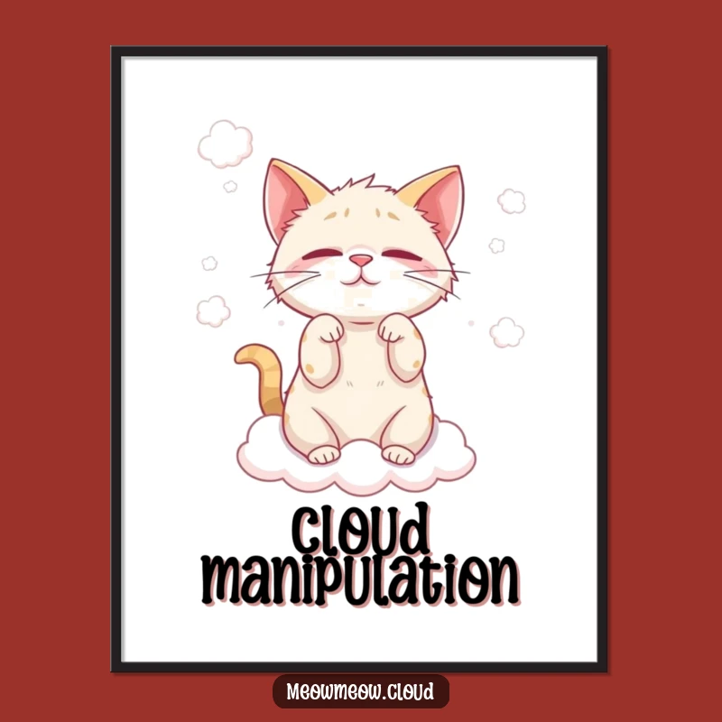 Funny Cat Cloud Wisp Digital Art - Mischievous Kitty Print