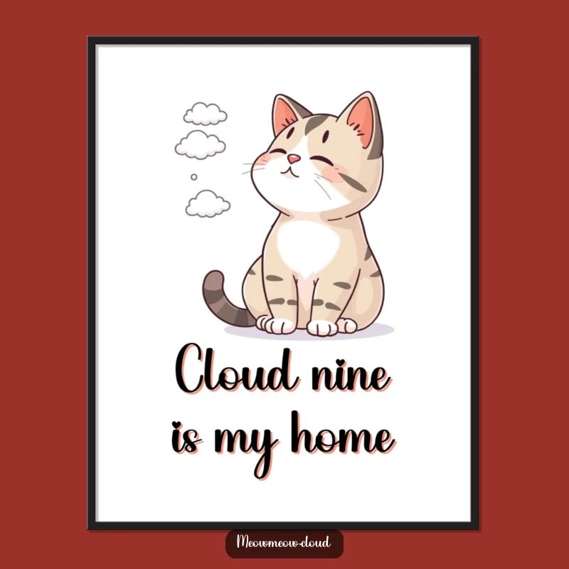 Funny Cat Cloud Watching Digital Art Print: Instant Serenity for Your Walls