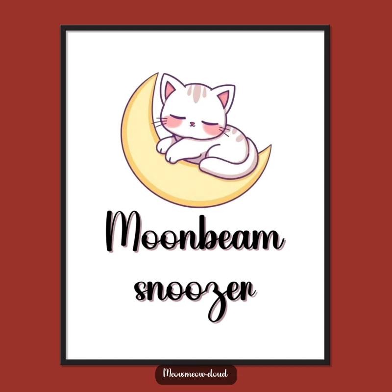 Funny Cat Moon Nap Digital Art: Instant Serene Decor Download