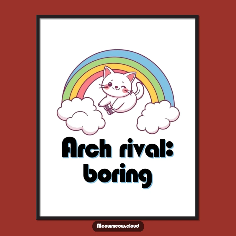 Funny Cat Rainbow Slide Digital Art: Instant Joy for Your Walls