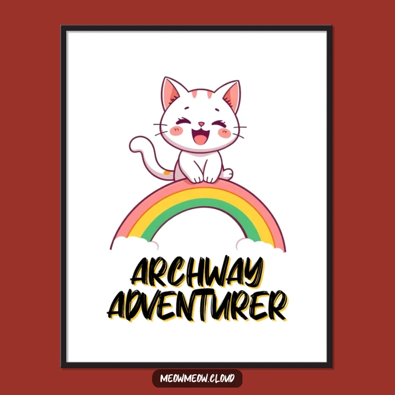 Funny Cat Rainbow Slide Digital Art: Instant Whimsical Decor