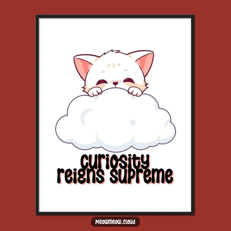 Funny Curious Cat Cloud Digital Art: Instant Hilarious Decor for Curious Minds