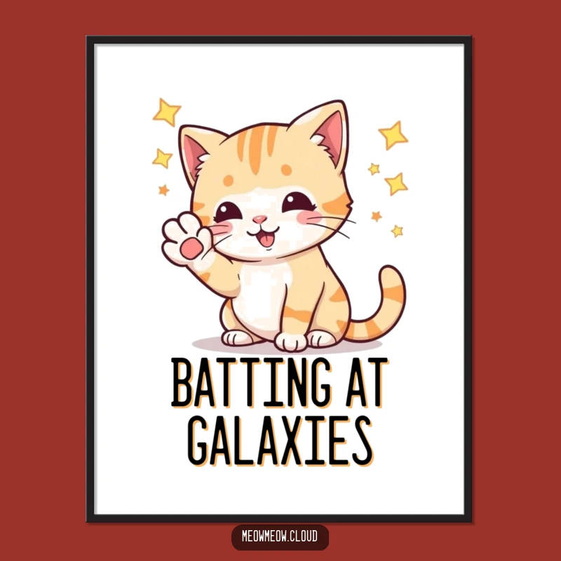 Funny Playful Cat Stars Digital Art: Instant Hilarious Decor for Dreamers