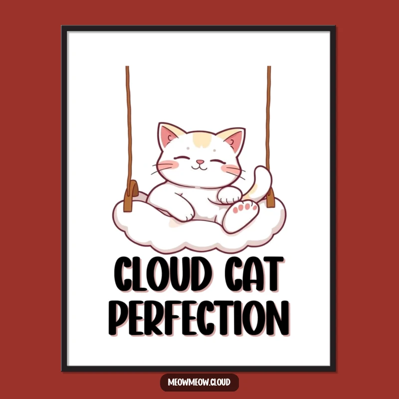 Funny Relaxed Cat Digital Art Print: Cloud Lounger Feline Decor, Perfect For Instant Funny Gift!