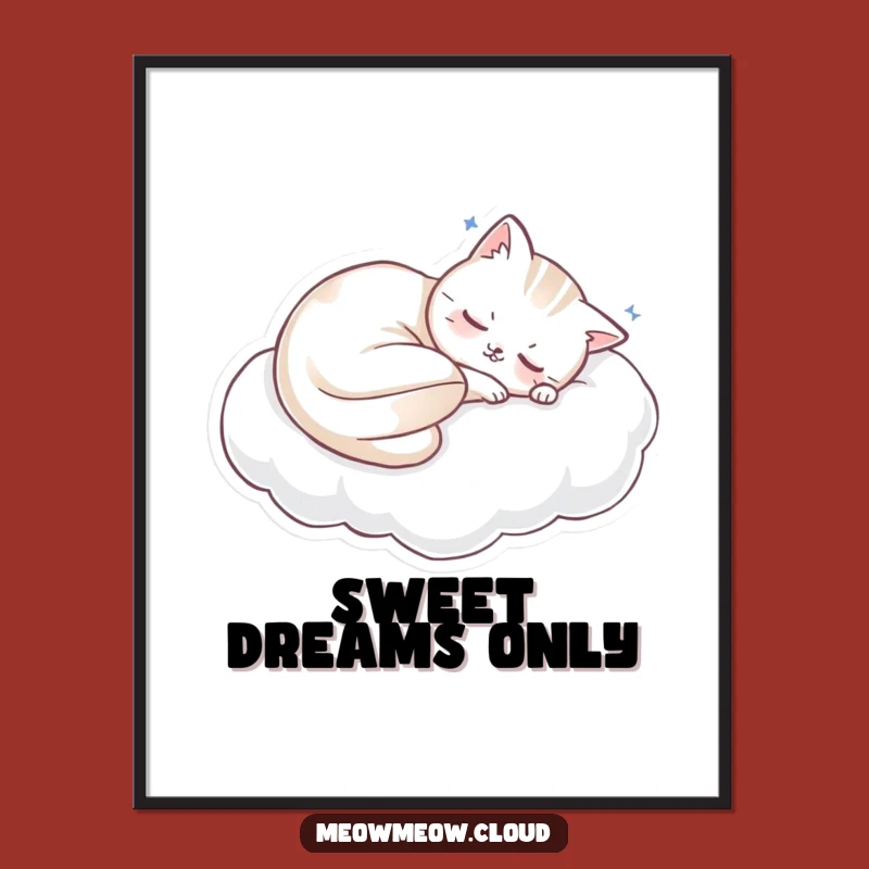 Funny Sleeping Cat Digital Art: Instant Calm for Your Walls!