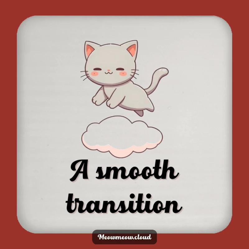 Funny Gray Cat Drink Coaster - Leaping Cloud Protector Gift