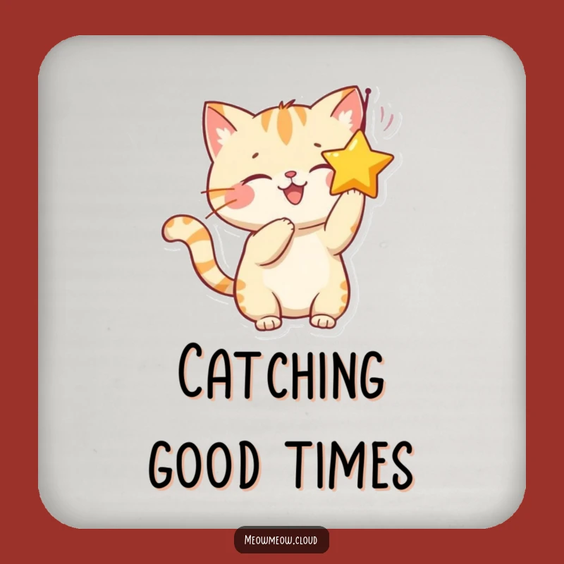 Funny Cat Batting Star Coaster Set: Protect Surfaces with Style