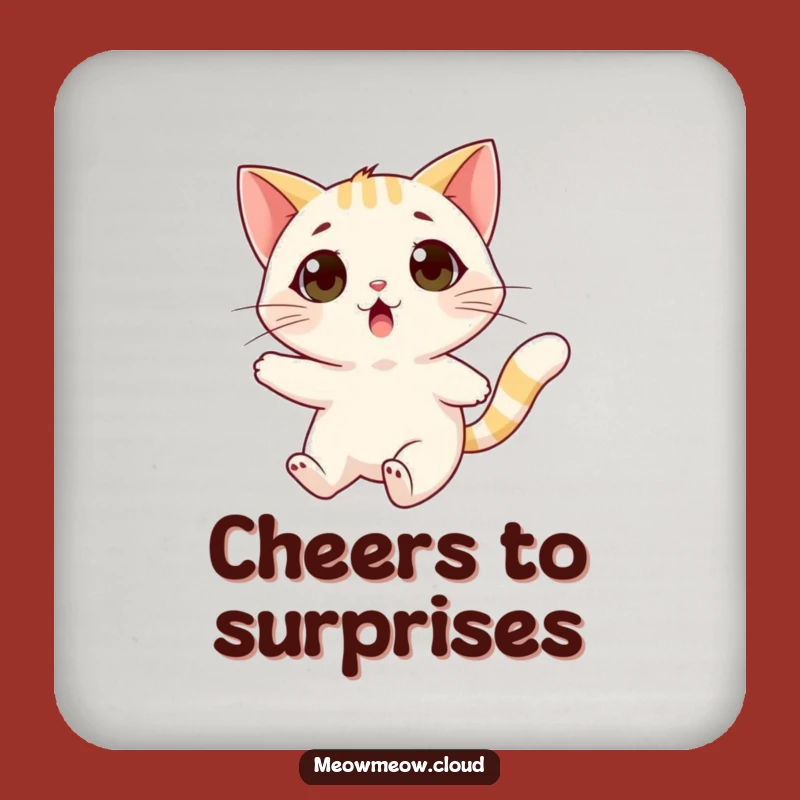 Funny Surprised Cat Coaster Set: Protect Surfaces with Windy Charm