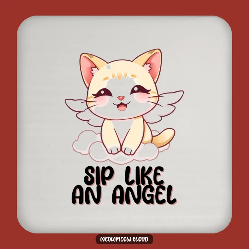 Funny Angel Cat Coasters: Protect Surfaces with Graceful, Humorous Style