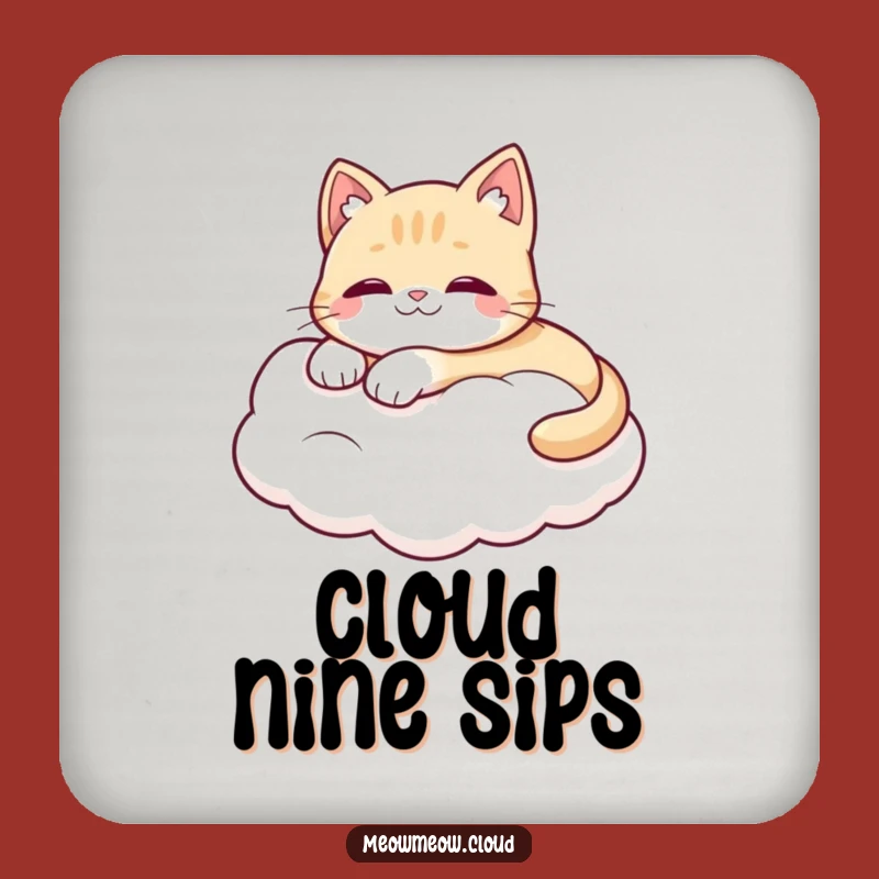 Funny Cat Cloud Coaster: Happy Cat On Cloud Art, Unique Funny Gift!