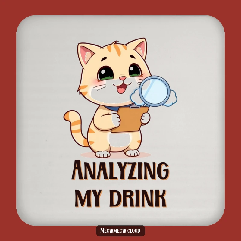 Funny Cat Inspector Drink Coaster: Protect surfaces with feline humor, perfect funny gift.
