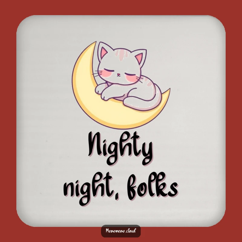 Funny Cat Moon Nap Coaster Set: Peaceful Drinks & Decor