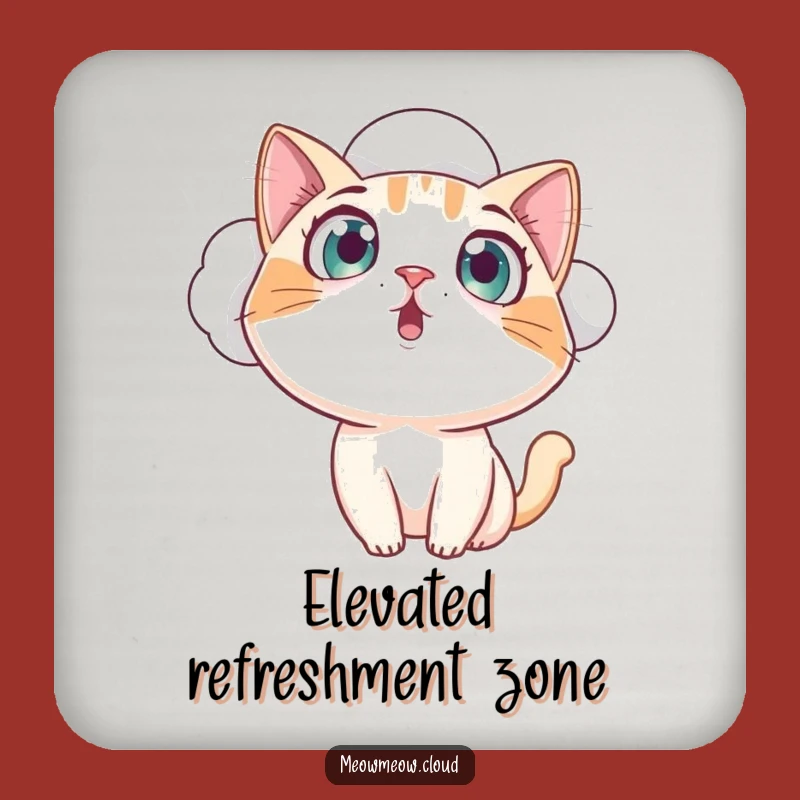 Funny Curious Cat Coaster Set: Cloud Protection, Hilarious Amazed Cat Gift for Table Decor