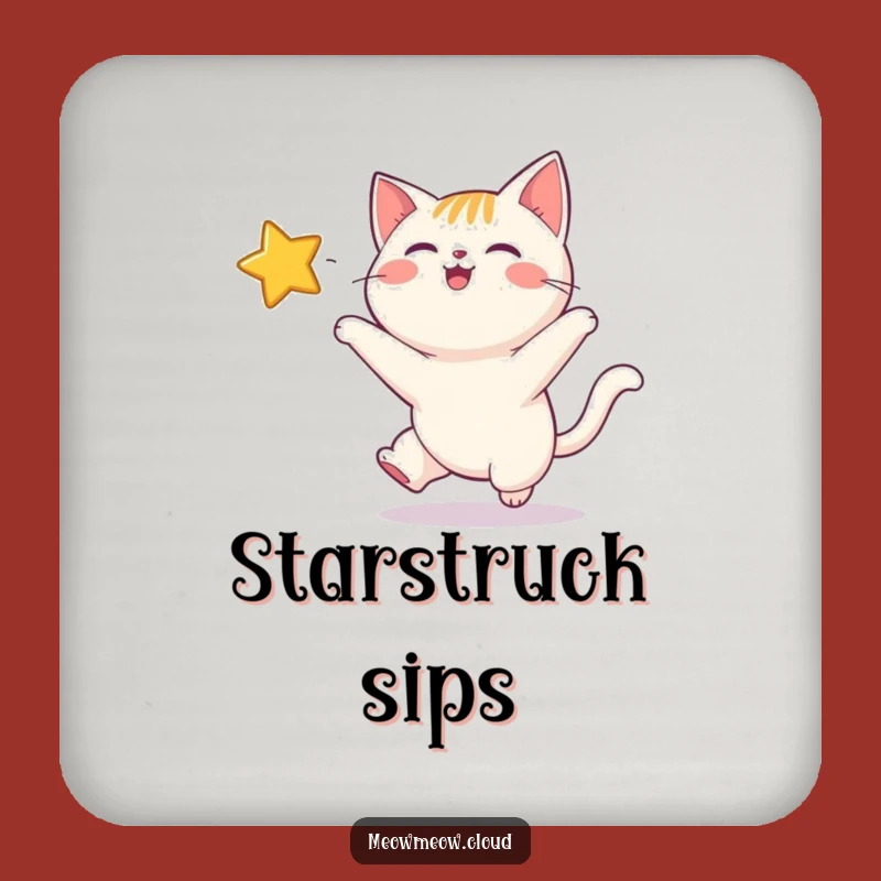 Funny Happy Cat Twinkling Star Coaster: Protect Surfaces with Cosmic Charm, Funny Gift!