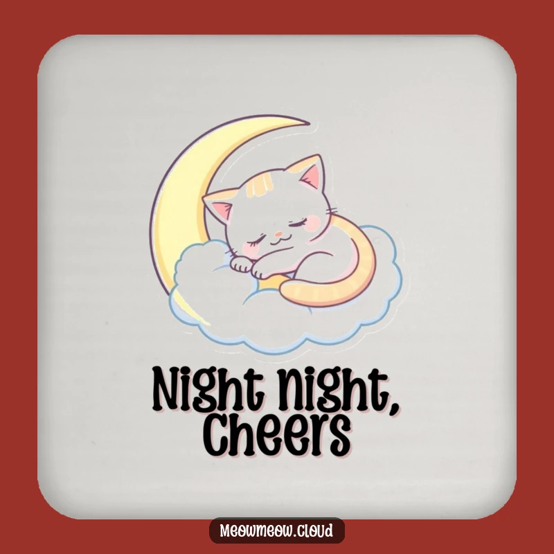 Funny Sleepy Cat Coaster Set: Protect Surfaces with Moon Cloud Charm